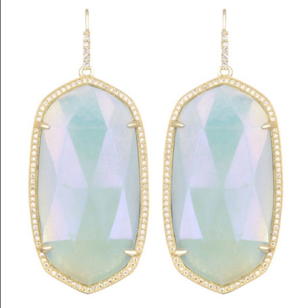 Kendra Scott Large Pave-Trim Iridescent Amazonite Drop Earrings